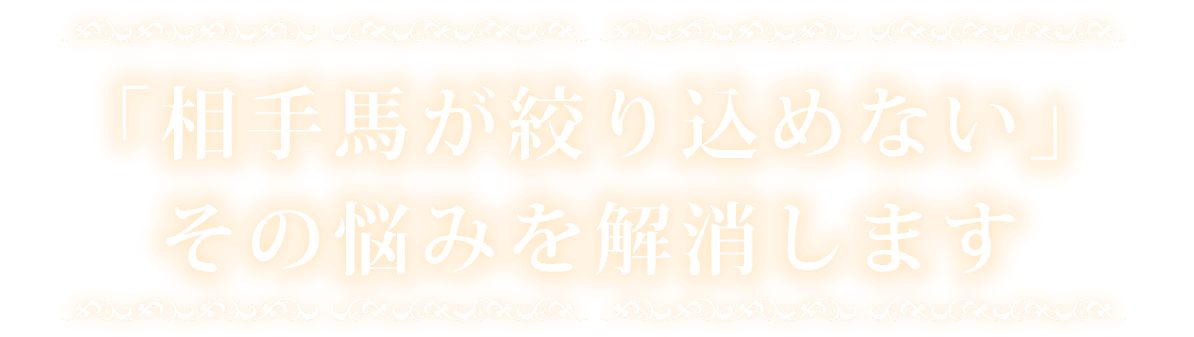 「相手馬が絞り込めない」その悩みを解消します